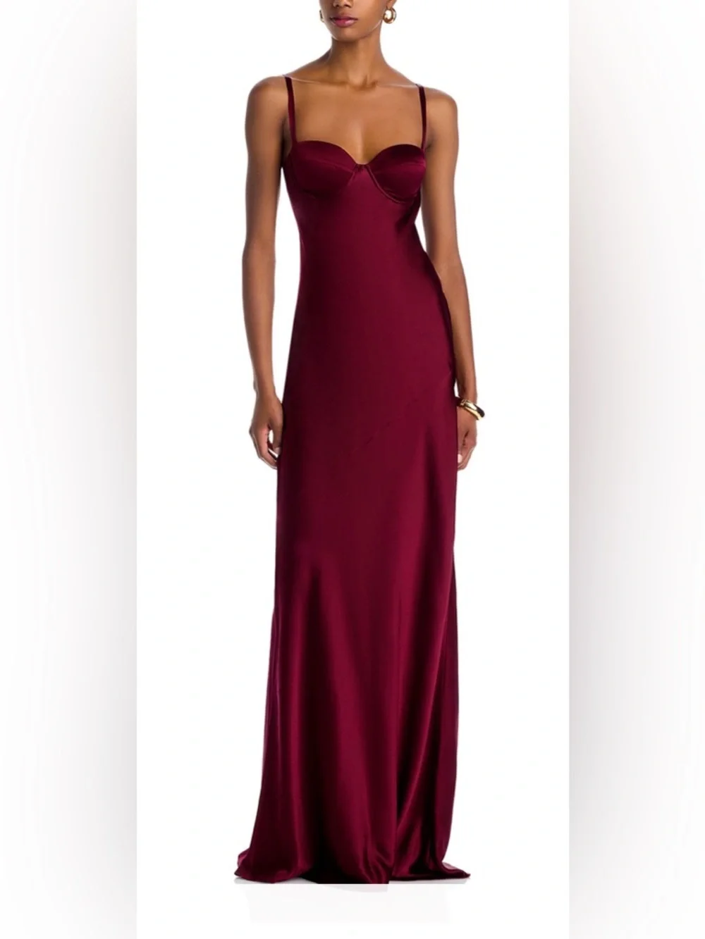 L'AGENCE Sayla Silk Maxi Dress in Dark Port - Picture 5 of 9